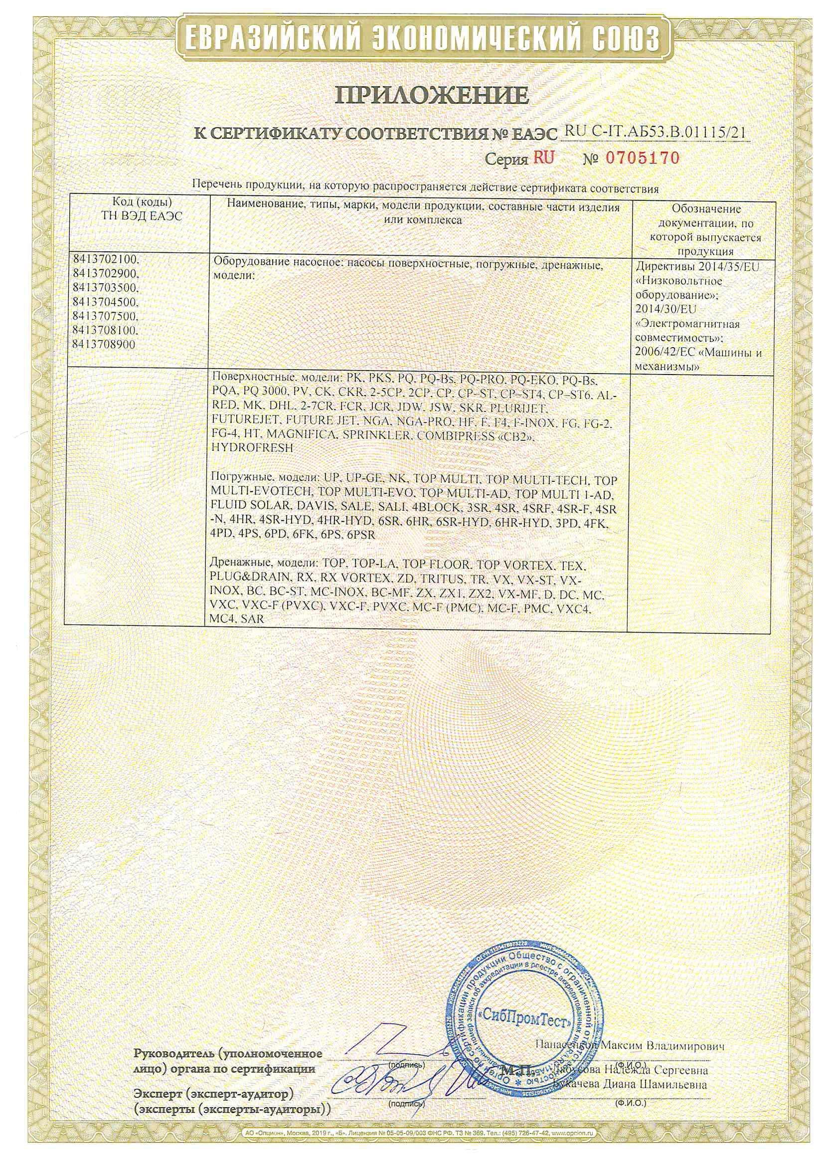 Сертификат соответствия